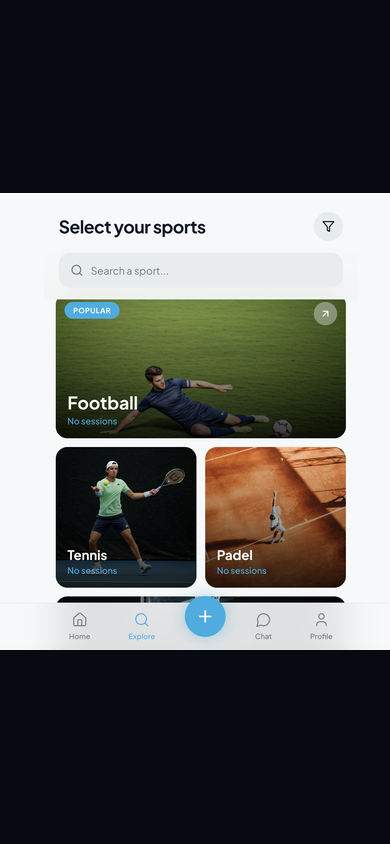 Sélection des sports — Football, Tennis, Padel